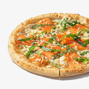 Salmon and cream sauce pizza