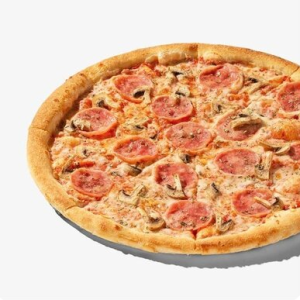 Ham and mushroom pizza